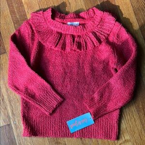 Cat & Jack Red Crew Neck Sweater with Ruched Detail